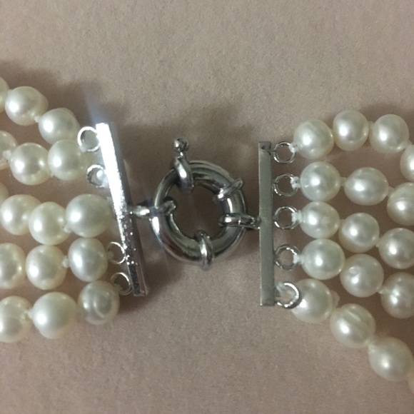 Genuine Freshwater cultured Pearl 5strand necklace - Picture 11 of 11